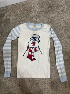 Hanna Andersson frosty the snowman kids christmas pajama shirt 12 organic cotton